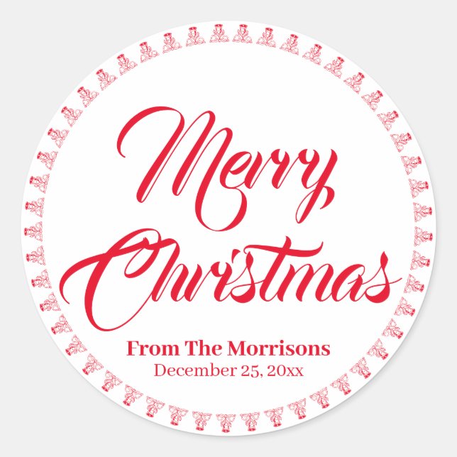 Merry Christmas custom script name favour Classic Round Sticker (Front)