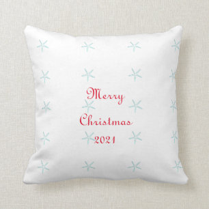 Merry Christmas Custom Starfish Picture Teal White Cushion