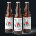 Merry Christmas Custom Text and Photo Beer Bottle Label<br><div class="desc">Your favourite holiday photo plus two lines of personalised text highlight these custom Christmas beer bottle labels.</div>