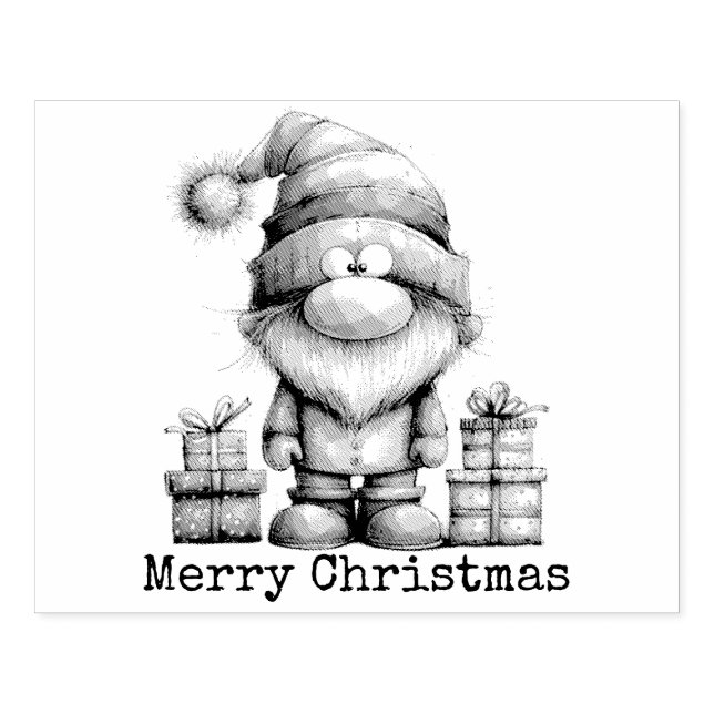 Merry Christmas Customizable Elf Rubber Stamp (Imprint)