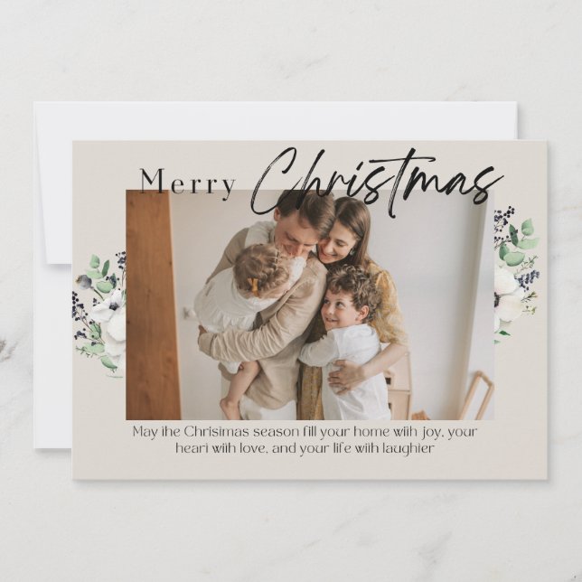 MERRY CHRISTMAS CUSTOMIZABLE GREENERY  CARD (Front)