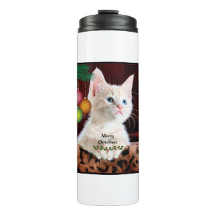 Merry Christmas Cute Adorable Kitty Cat Thermal Tumbler