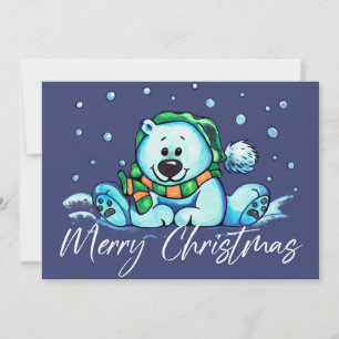 Merry Christmas Cute Bear card 
