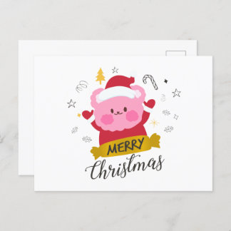 merry christmas cute bear cartoon postcard