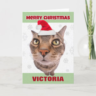 Merry Christmas Cute Car Custom Name Front Holiday Card