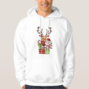Merry Christmas cute cartoon reindeer snowman gift Hoodie