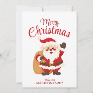 Merry Christmas Cute Cartoon Santa Claus Simple Holiday Card