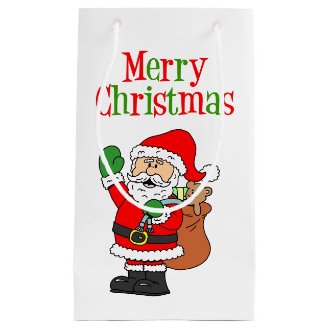 Merry Christmas Cute Cartoon Santa Small Gift Bag (Front)