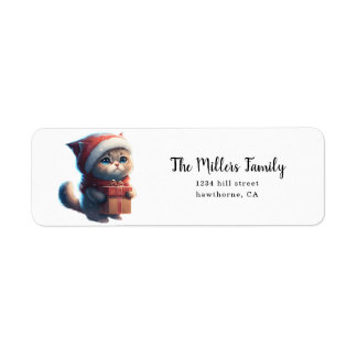 Merry Christmas Cute Cat Label