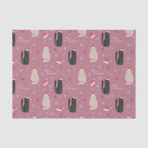 Merry Christmas Cute Cats Pink, Blue, Green  Tissue Paper