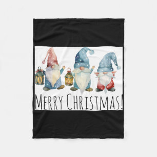 Merry Christmas Cute Christmas Gnomes T Shirt  Fleece Blanket