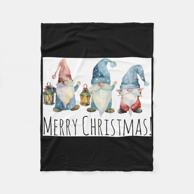 Merry Christmas Cute Christmas Gnomes T Shirt  Fleece Blanket (Front)
