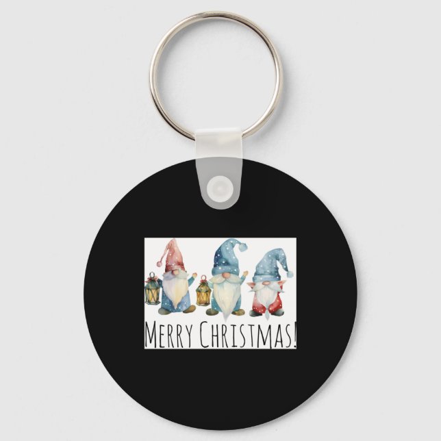 Merry Christmas Cute Christmas Gnomes T Shirt  Key Ring (Front)