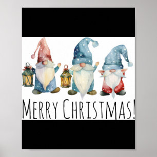 Merry Christmas Cute Christmas Gnomes T Shirt  Poster
