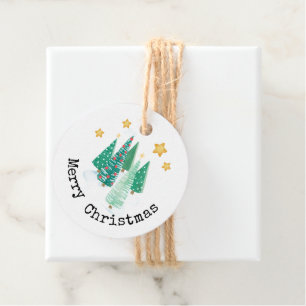 Merry Christmas Cute Christmas Trees Favour Tags