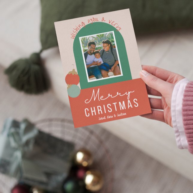Merry Christmas Cute Colourful Christmas Photo Car Holiday Card (Creator Uploaded)