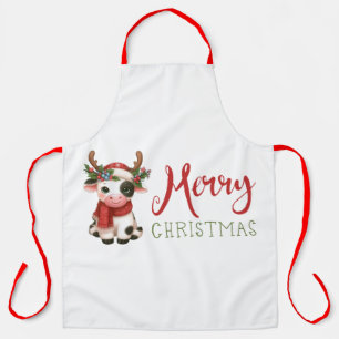 Merry Christmas cute cow  Apron