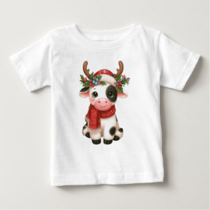 Merry Christmas cute cow  Baby T-Shirt
