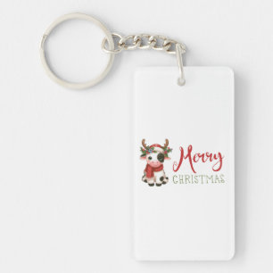 Merry Christmas cute cow  Key Ring
