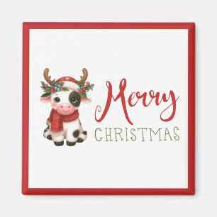 Merry Christmas cute cow Magnet