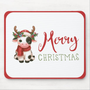 Merry Christmas cute cow Mouse Mat