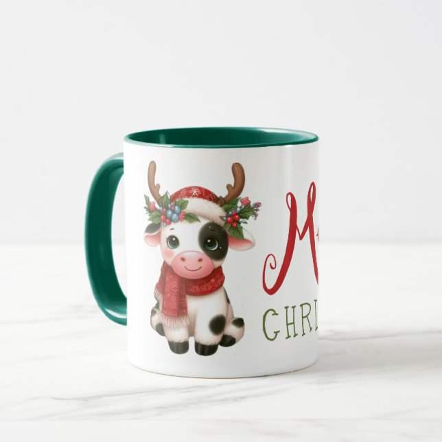 Merry Christmas cute cow  Mug (Front Left)