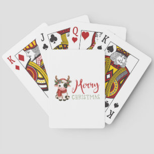 Merry Christmas cute cow  Playing Cards
