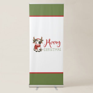 Merry Christmas cute cow Retractable Banner