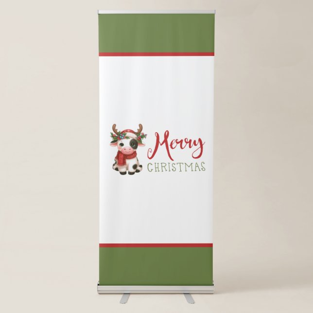 Merry Christmas cute cow  Retractable Banner (Front)