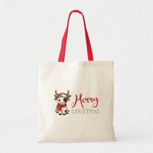 Merry Christmas cute cow Tote Bag