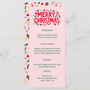 Merry Christmas Cute CUSTOM Holiday Dinner Party Menu