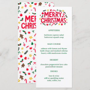 Merry Christmas Cute CUSTOM Holiday Dinner Party Menu
