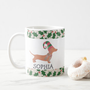 Merry Christmas Cute Dachshund Dog  Coffee Mug