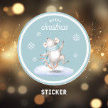 Merry Christmas Cute Dancing Mouse Classic Round Sticker<br><div class="desc">Santa Claus will be coming to town! With this festive, watercolor, Christmas design, you can spread the joy. This cute dancing mouse is perfect for your Christmas cards, or for any place in your home you want to feel the Christmas spirit. Let this dancing mouse remind you that the most...</div>