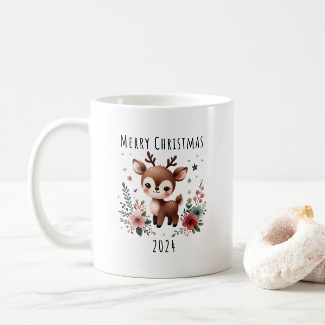 Merry Christmas cute deer Coffee Mug (With Donut)