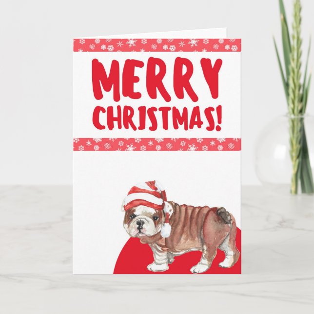 Merry Christmas Cute Dog Holiday Card (Front)