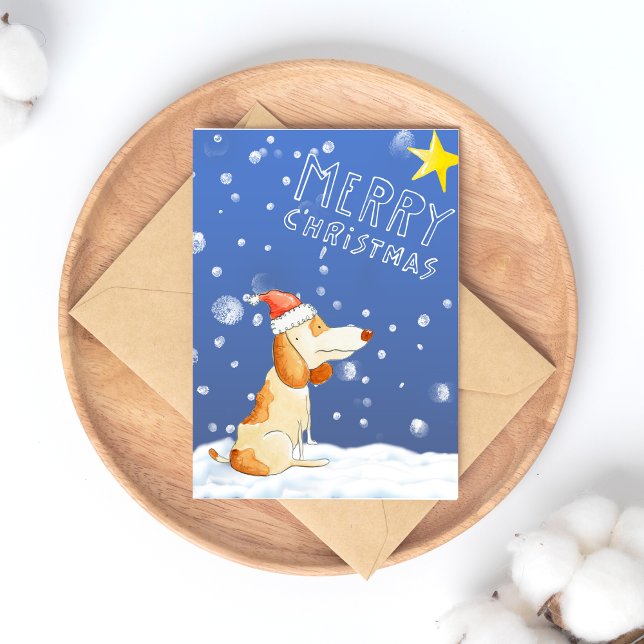 Merry Christmas - Cute dog Holiday Postcard (Creator Uploaded)