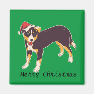 Merry Christmas   Cute Dog in Santa Hat Magnet