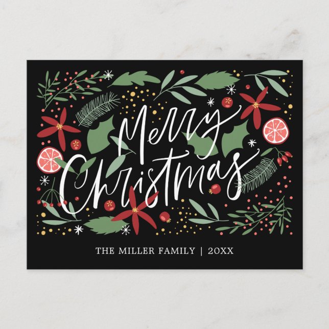 Merry Christmas Cute Doodle Holiday Postcard (Front)