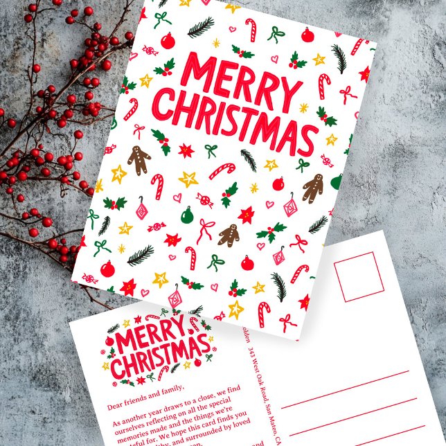 MERRY CHRISTMAS Cute Doodle Whimsical CUSTOM Postcard (MERRY CHRISTMAS Cute Doodle Whimsical CUSTOM Postcard
)