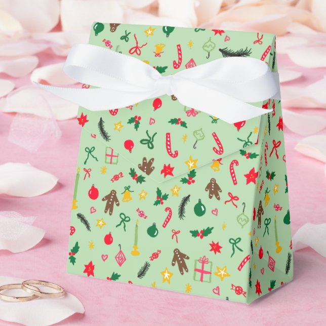 Merry Christmas Cute Doodle Whimsical Pattern  Favour Box (Wedding)