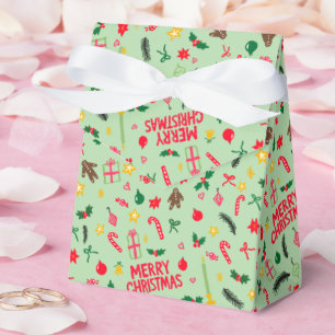 Merry Christmas Cute Doodle Whimsical Pattern Favour Box