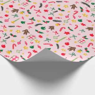 Merry Christmas Cute Doodle Whimsical Pattern Wrapping Paper