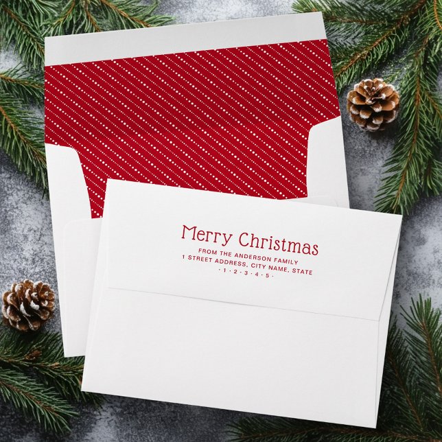 Merry Christmas cute dotted stripes red white Envelope (Merry Christmas cute dotted stripes red white Envelope)