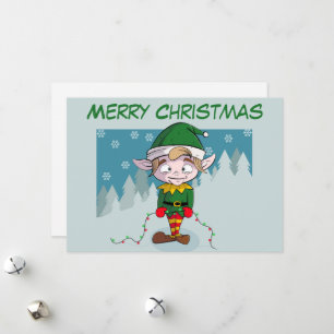 Merry Christmas Cute Elf Holiday Card
