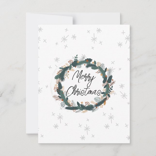 Merry Christmas cute farmhouse modern white grey Card (Front)