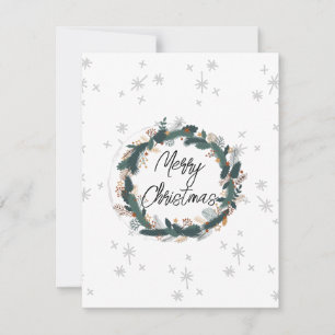 Merry Christmas cute farmhouse modern white grey Card