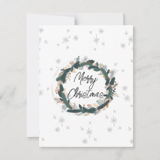 Merry Christmas cute farmhouse modern white grey Card