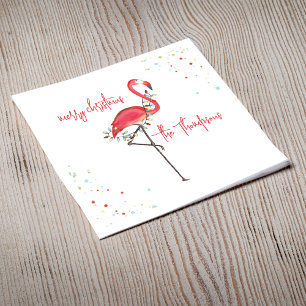 Merry Christmas Cute Festive Flamingo String Light Napkin