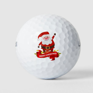 Merry Christmas Cute Festive Holiday Santa Golf Balls